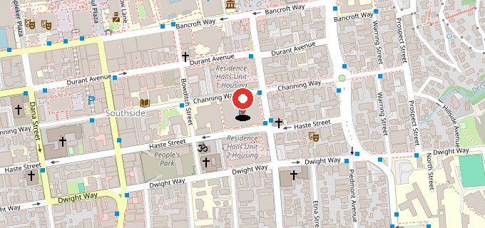 Map showing Underhill Field at UC Berkeley
